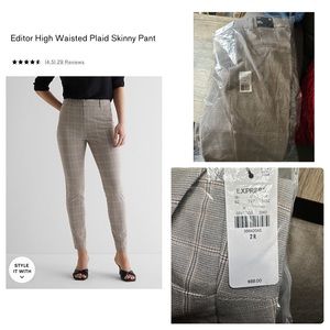 Brand new Express Editor High Waisted Plaid Skinny Pant.